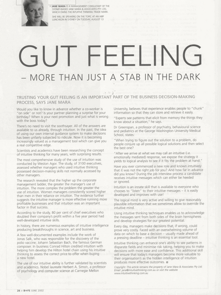 Gut Feeling - More Than Just A Stab In The Dark